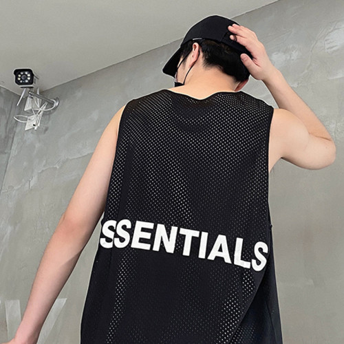 FOG復線ESSENTIALS無袖網眼背心美式高街寬松潮牌運動休閒T恤透氣