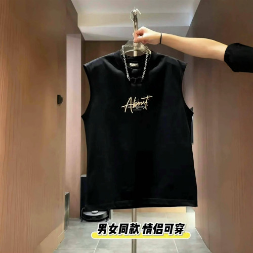 MAROLIO~高級精品！潮牌彩繪蝴蝶印花背心男美式純棉圓領無袖T恤
