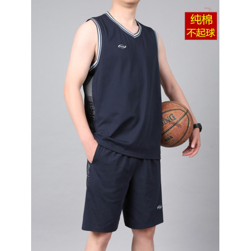 夏季肥佬純棉無袖運動套裝男寬松大碼薄款速乾健身背心跑步籃球服
