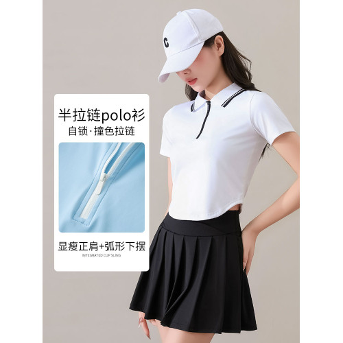 專業高級羽毛球服女夏季運動套裝健身衣短袖跑步速乾百褶網球短裙