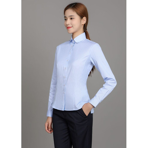 2023浦髮銀行新款行服襯衫門襟織帶女襯衣浦髮工作服修身條紋工裝