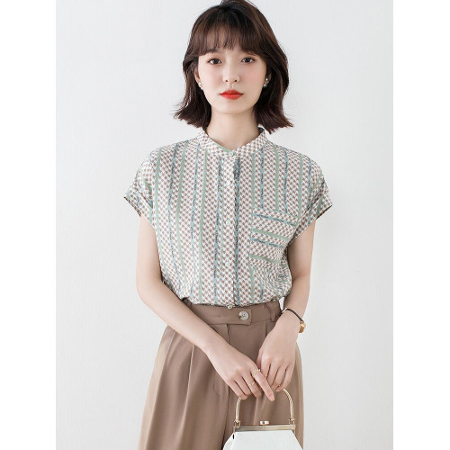 白領哥弟新2025夏季新款時尚氣質百搭短袖減齡洋氣襯衫薄款女襯衣