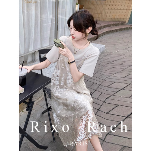 Rixo Rach法式提花吊帶衫t恤裙套裝女2025夏薄氣質輕熟休閒連衣裙