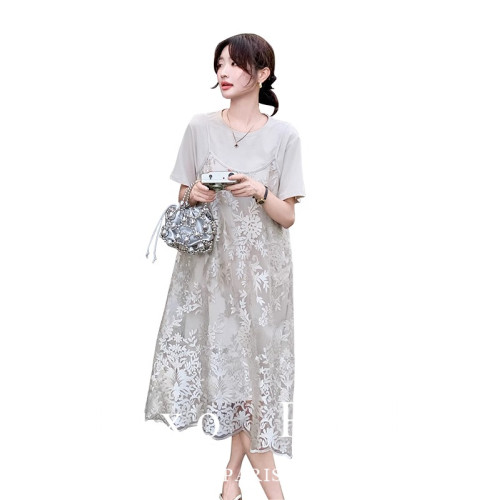 Rixo Rach法式提花吊帶衫t恤裙套裝女2025夏薄氣質輕熟休閒連衣裙