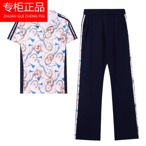 官方三葉草中年媽媽夏裝運動套裝2025新款中老年女洋氣減齡兩件套