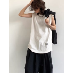 日系慵懶風基礎款背心男女夏季寬松美式休閒百搭純色無袖打底汗衫