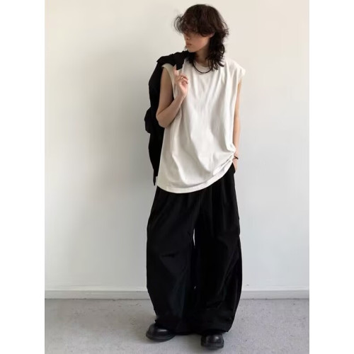 日系慵懶風基礎款背心男女夏季寬松美式休閒百搭純色無袖打底汗衫