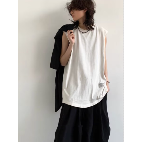 日系慵懶風基礎款背心男女夏季寬松美式休閒百搭純色無袖打底汗衫