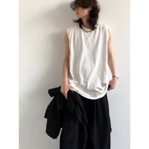 日系慵懶風基礎款背心男女夏季寬松美式休閒百搭純色無袖打底汗衫