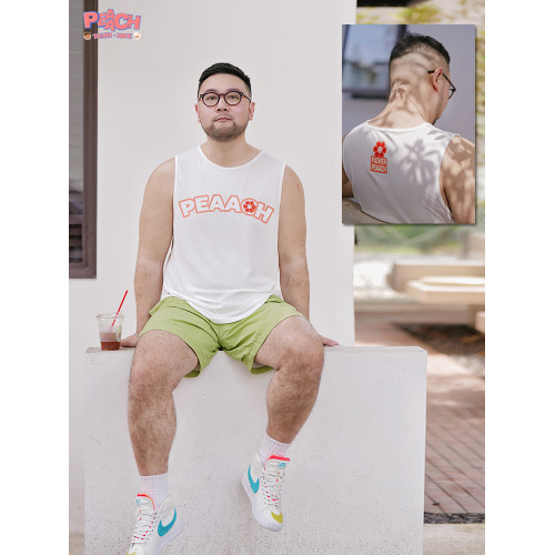 PEAACH美式簡約夏季網眼透氣印花背心日系寬松大碼運動健身坎肩男