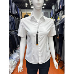 V領白襯衫女短袖夏季竹纖維彈力大碼上班面試職業裝工作服女襯衣