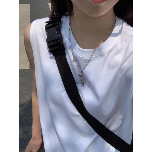 純色重磅純棉背心男女夏季寬松運動小領口小袖口無袖T恤坎肩汗衫