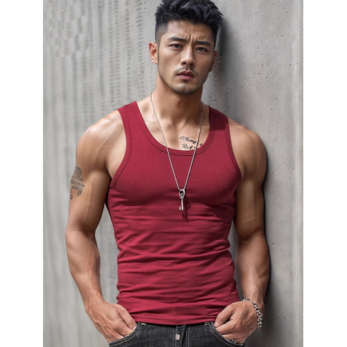 夏季彈力修身純棉貼身吸汗健身背心男款運動跑步無袖打底衫潮流