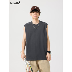 CHAN MONTH夏季降溫速乾輕薄背心男寬松圓領純色百搭透氣防曬