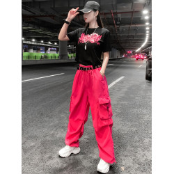 jazz跳舞爵士舞服裝女團夏季表演服街舞衣服廣場舞工裝褲運動套裝