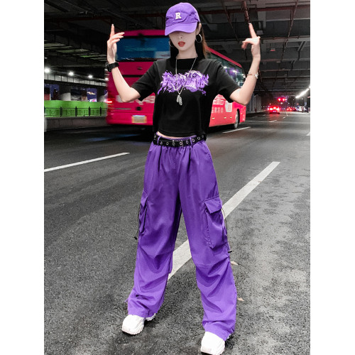 jazz跳舞爵士舞服裝女團夏季表演服街舞衣服廣場舞工裝褲運動套裝