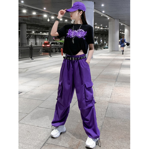 jazz跳舞爵士舞服裝女團夏季表演服街舞衣服廣場舞工裝褲運動套裝