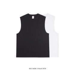 IDLT 寬松無袖T恤背心 高品質全棉TEE 百搭基礎款 白色 男女潮ins
