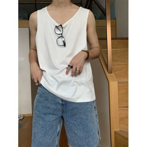 方人也要韓版無袖背心男寬松汗背心套頭休閒純色流行坎肩上衣
