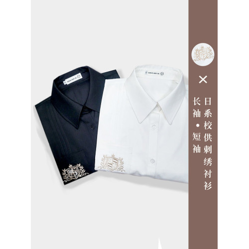 貓之物語原創JK製服襯衫長短袖日系風琴褶黑白色大碼女襯衣不透新