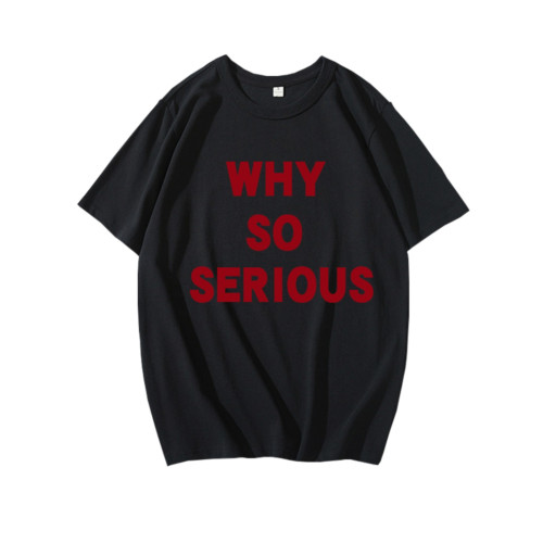 WHY SO SERIOUS T恤短袖半袖衫趣味英文印花上衣服體恤打底衫背心