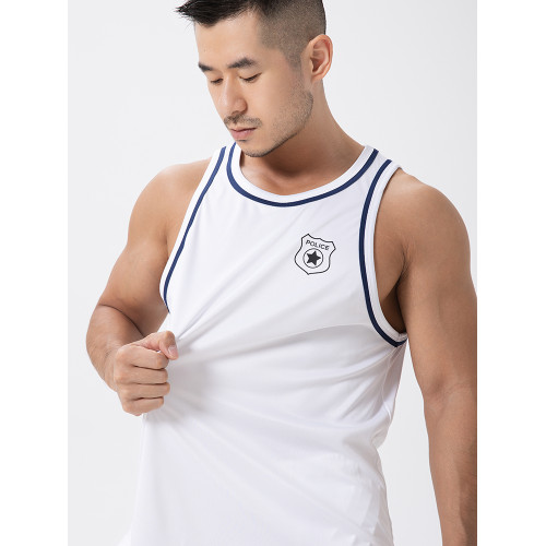 hansbenny2025春夏季男警官製服背心印花休閒運動健身籃球原創潮