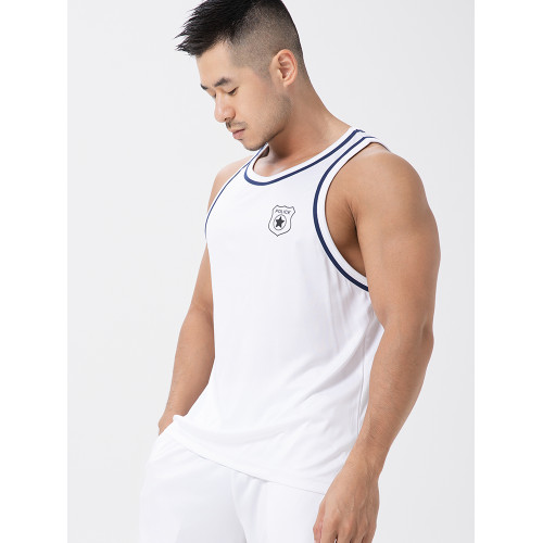 hansbenny2025春夏季男警官製服背心印花休閒運動健身籃球原創潮