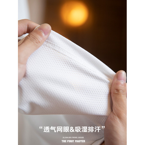 2025新款透氣網眼運動背心男款夏季美式印花跑步健身坎肩無袖t恤