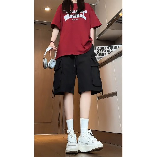 休閒運動套裝女夏季學生韓版寬松顯瘦時尚短袖工裝五分短褲兩件套