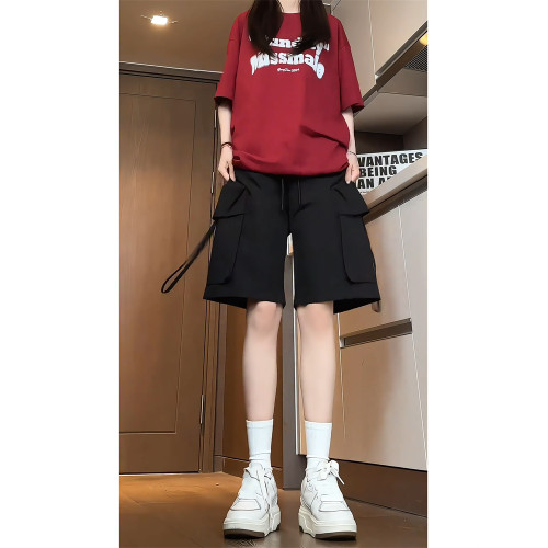 休閒運動套裝女夏季學生韓版寬松顯瘦時尚短袖工裝五分短褲兩件套