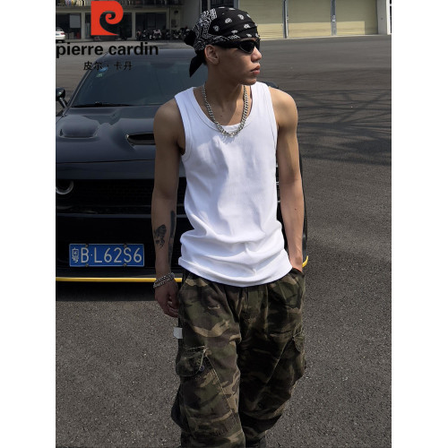 皮爾卡丹背心男夏季2025年新款寬松運動打底衫男士坎肩無袖t恤潮
