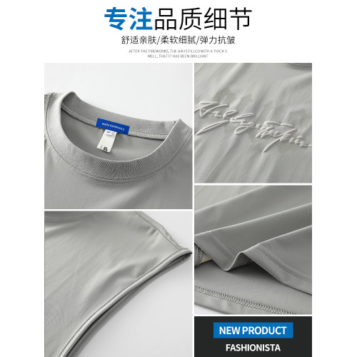 馬克華菲冰絲背心t恤男款寬松夏季美式潮牌運動無袖坎肩上衣服男