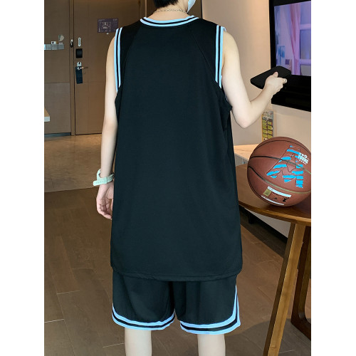 無袖籃球服套裝男夏季運動訓練速乾冰絲V領T恤寬松青少年背心夏裝