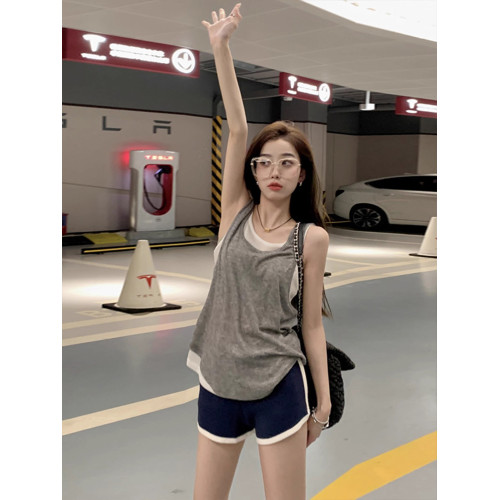 休閒運動套裝女夏季2025新款時尚顯瘦網紅健身跑步背心短褲兩件套