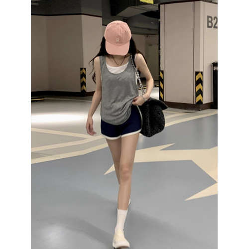 休閒運動套裝女夏季2025新款時尚顯瘦網紅健身跑步背心短褲兩件套