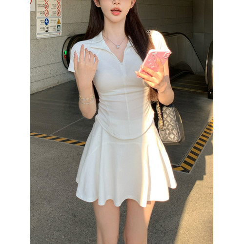 休閒運動套裝女夏季2025新款時尚網球羽毛球服短裙健身跑步兩件套