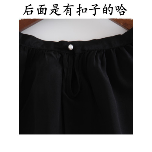 100桑蠶絲上衣吊帶衫女士背心紐釦背心雙縐無袖套頭衫不拼接掛脖