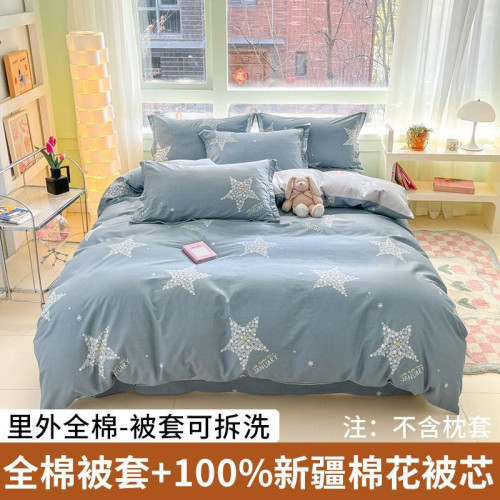 可拆洗新疆棉花被全棉冬被加厚保暖單人學生宿舍被子一整套春秋被