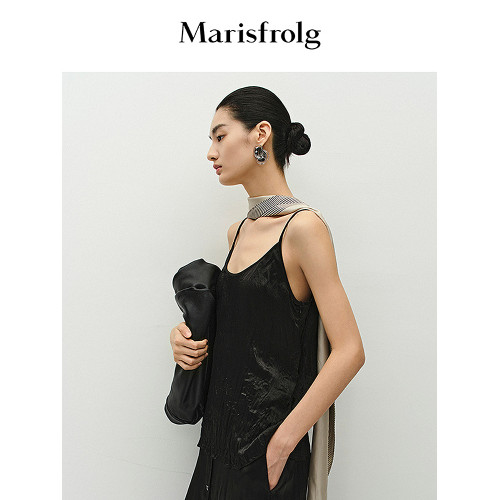 【精簡衣櫥】Marisfrolg瑪絲菲爾2025夏新款不規則壓褶設計吊帶衫