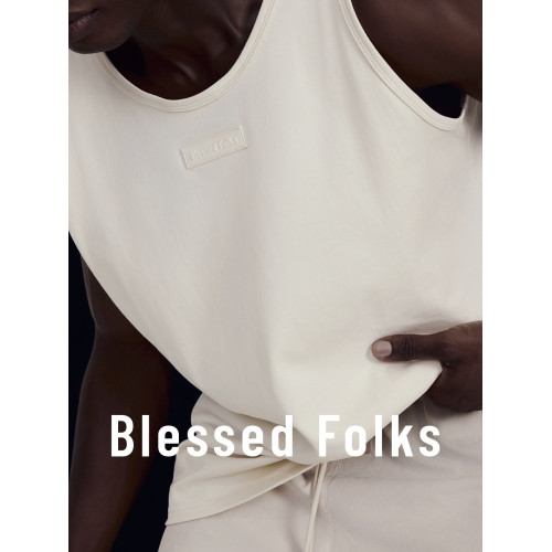 Blessed Folks夏季重磅純棉膠標美式圓領休閒健身運動背心