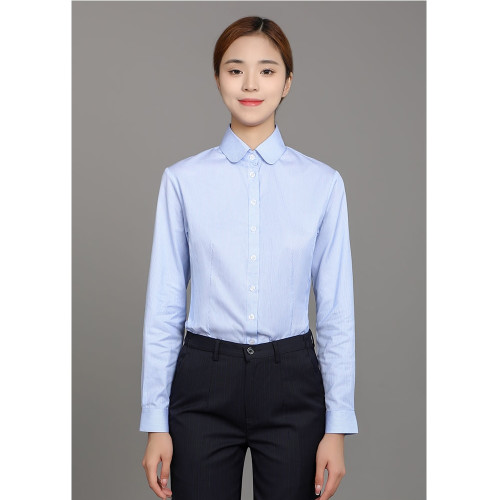 浦髮銀行新款行服女士襯衫門襟織帶女襯衣浦髮工作服修身條紋工裝