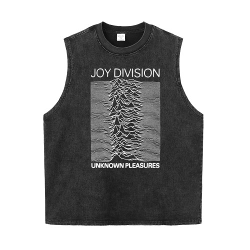 JoyDivision樂隊脈沖波水洗做舊復古美式街頭搖滾背心無長短袖T恤