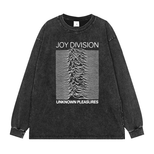 JoyDivision樂隊脈沖波水洗做舊復古美式街頭搖滾背心無長短袖T恤