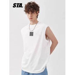 STA簡約打底背心男潮牌健身休閒寬松無袖汗衫運動t恤透氣吸汗上衣