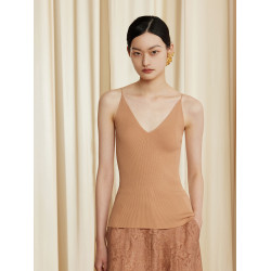 如意連雲 春秋新款無縫一體針織吊帶衫女細肩帶V領內搭外穿背心