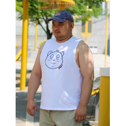 TRCE鐳創 原創運動健身夏季寬松大碼憨憨熊透氣印花無袖T恤背心