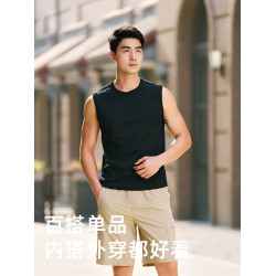 貼心男士100%純棉背心夏季戶外運動健身坎肩舒適透氣無袖T恤4533