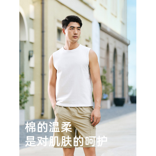 貼心男士100%純棉背心夏季戶外運動健身坎肩舒適透氣無袖T恤4533