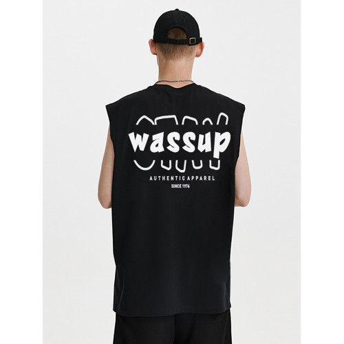 WASSUP HEODS美式休閒運動籃球背心男士潮牌夏季寬松無袖T恤坎肩