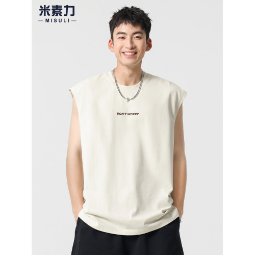 夏季透氣印花背心男ins潮流時尚百搭無袖T恤上衣涼感跨欄運動坎肩